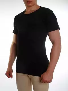 Однотонная черная мужская футболка из высококачественного хлопка с круглым вырезом горловины Sis A2101 черный